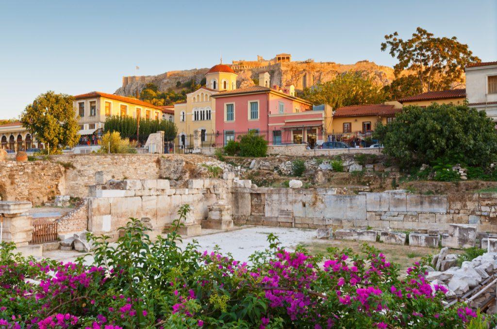 Plaka area and Parthenon